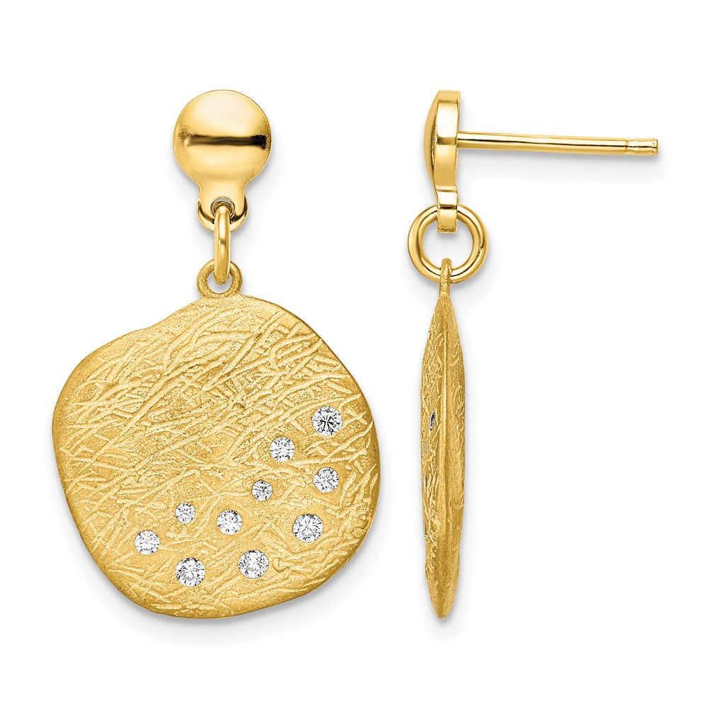 Sterling Silver Radiant Essence Gold-plated CZ Dangle Earrings