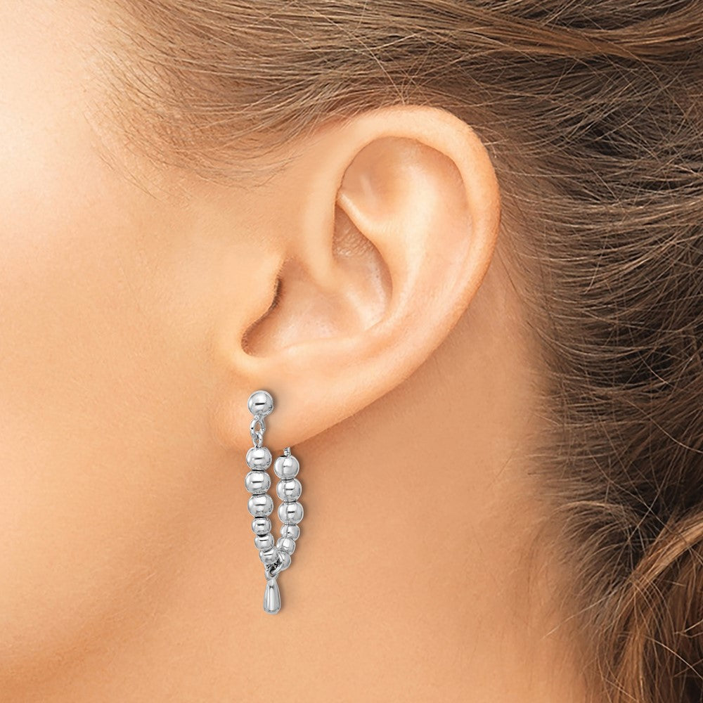 Sterling Silver Rhodium-plated Ball Dangle Post Earrings