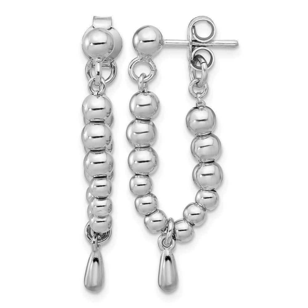 Sterling Silver Rhodium-plated Ball Dangle Post Earrings