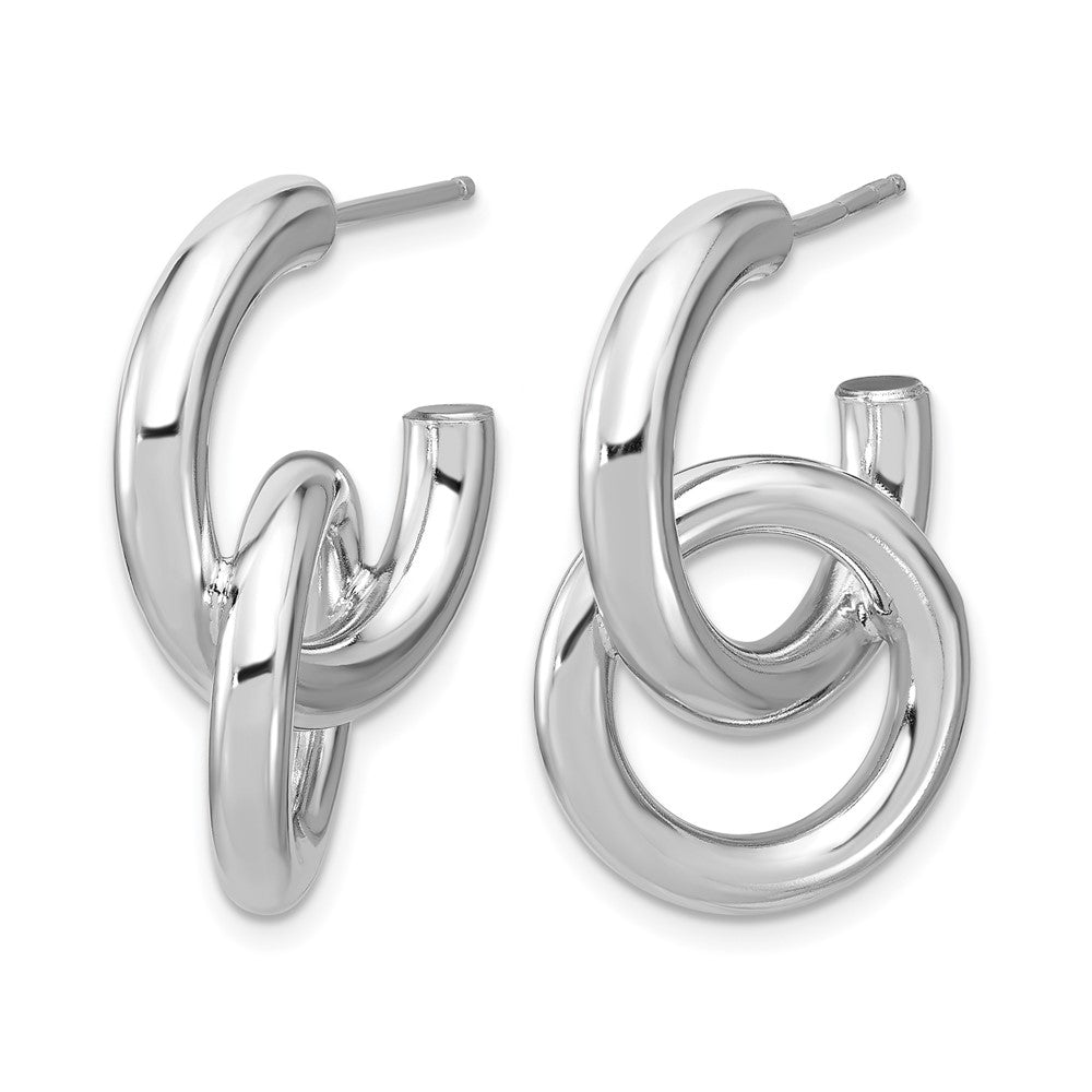Sterling Silver Rhodium-plated Polished Circle Drop Post Earrings
