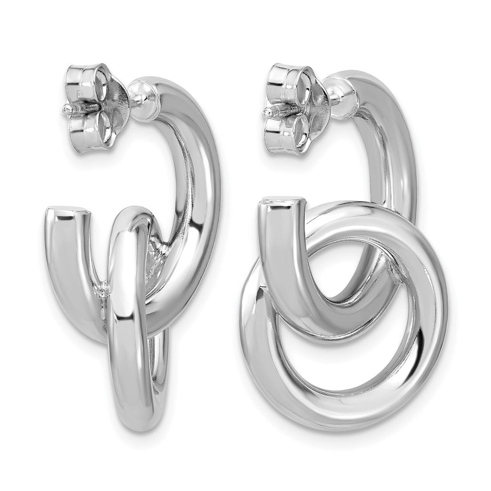 Sterling Silver Rhodium-plated Polished Circle Drop Post Earrings