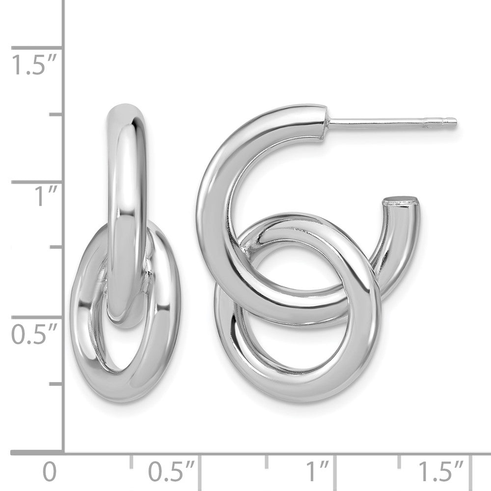 Sterling Silver Rhodium-plated Polished Circle Drop Post Earrings