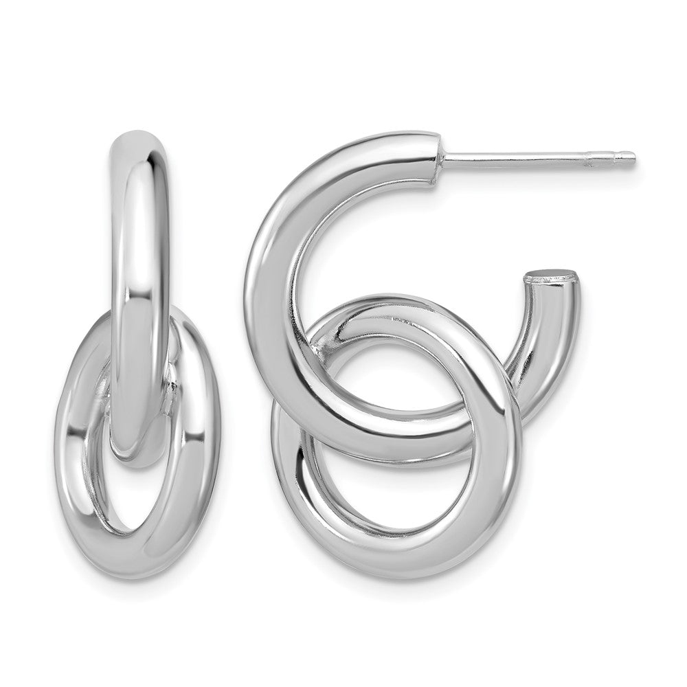 Sterling Silver Rhodium-plated Polished Circle Drop Post Earrings