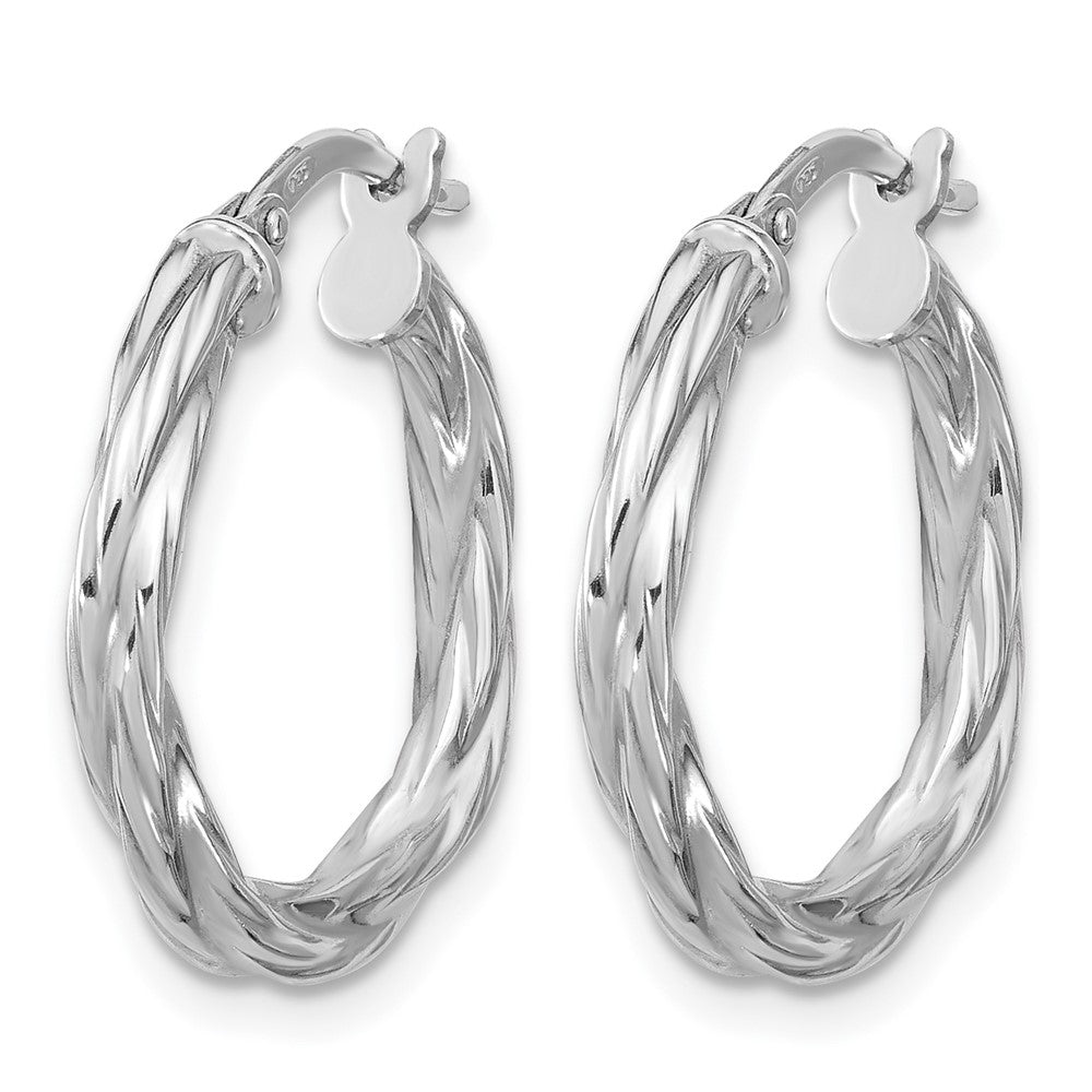 Sterling Silver Rhodium-plated Polished Twisted Hoop Earrings