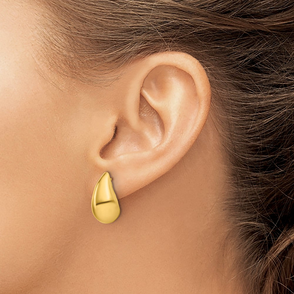 Sterling Silver Gold-plt Polished Puff Teardrop Post Earrings