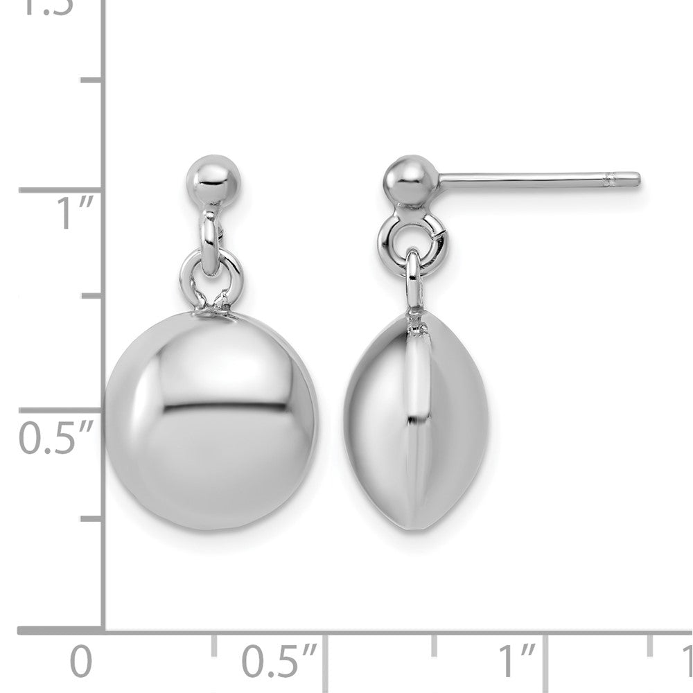 Sterling Silver Rhodium-plated Polished Domed Post Dangle Earrings