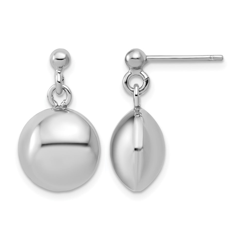 Sterling Silver Rhodium-plated Polished Domed Post Dangle Earrings