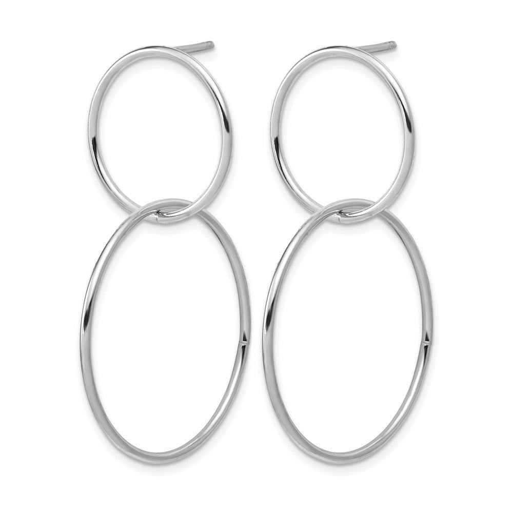 Sterling Silver Rhodium-plated Polished Circles Post Dangle Earrings