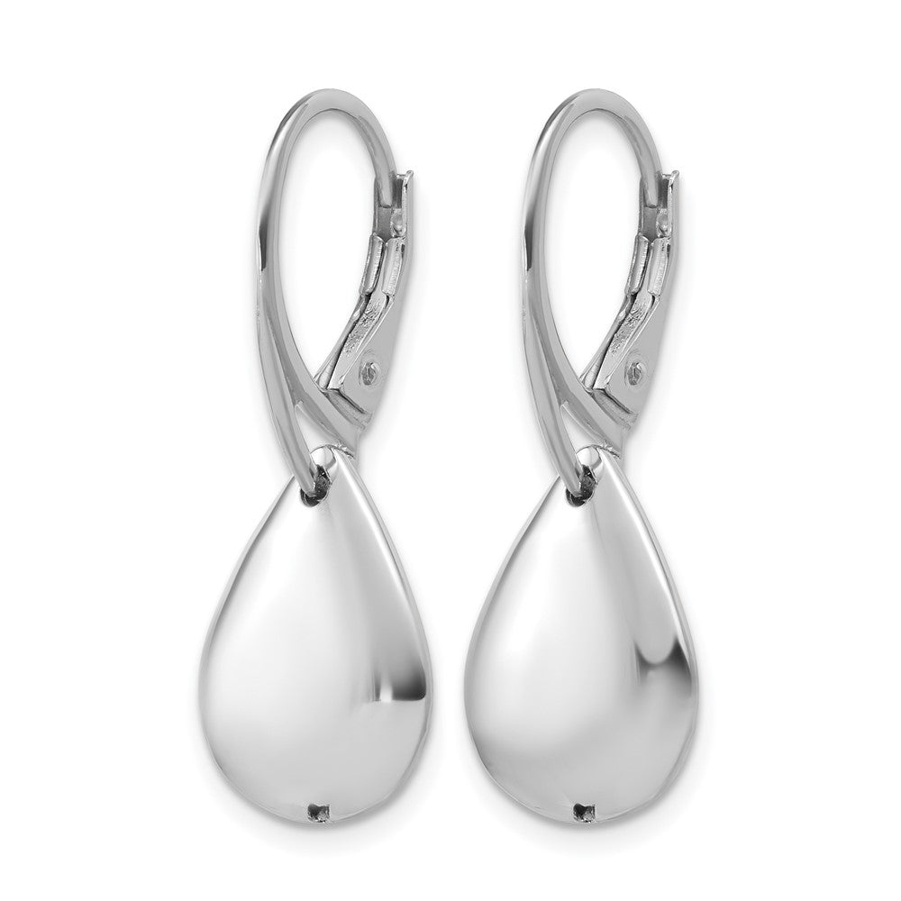 Sterling Silver Rhodium-plated Pol. Teardrop Leverback Earrings