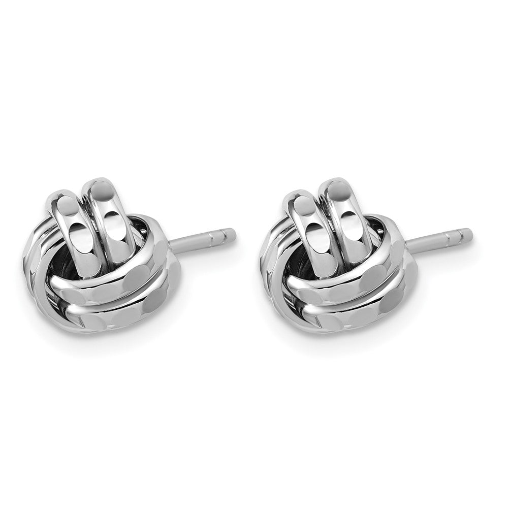 Sterling Silver Rhodium-plated Polished and Diamond-cut Love Knot Post