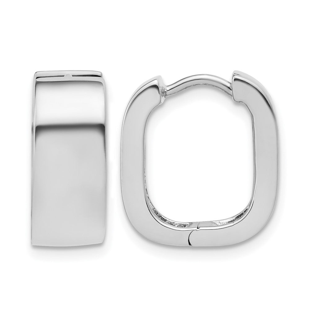 Sterling Silver Rhodium-plated Polished Squared Hinged Huggie Hoop Earr