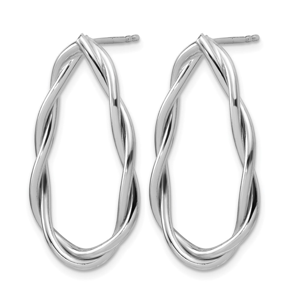 Sterling Silver Rhodium-plated Polished Twisted Teardrop Drop Post Earr