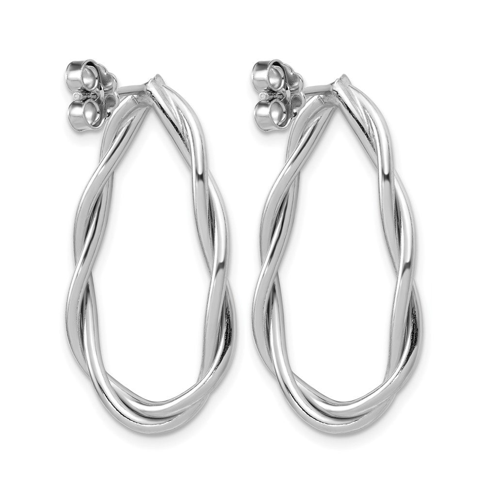 Sterling Silver Rhodium-plated Polished Twisted Teardrop Drop Post Earr
