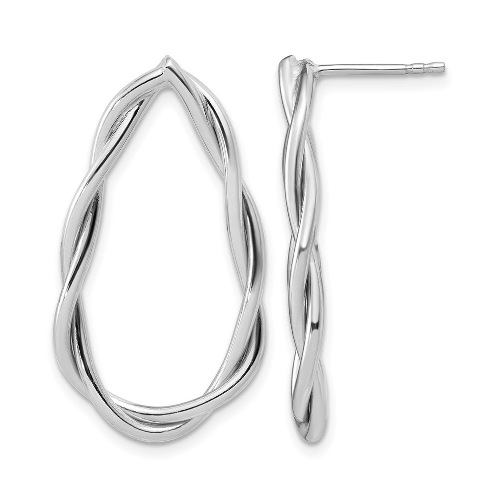Sterling Silver Rhodium-plated Polished Twisted Teardrop Drop Post Earr