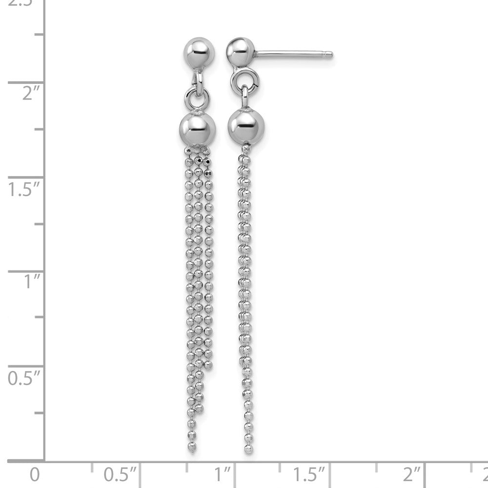 Sterling Silver Rhodium-plated Polished Diamond-cut Fancy Dangle Post Earrings