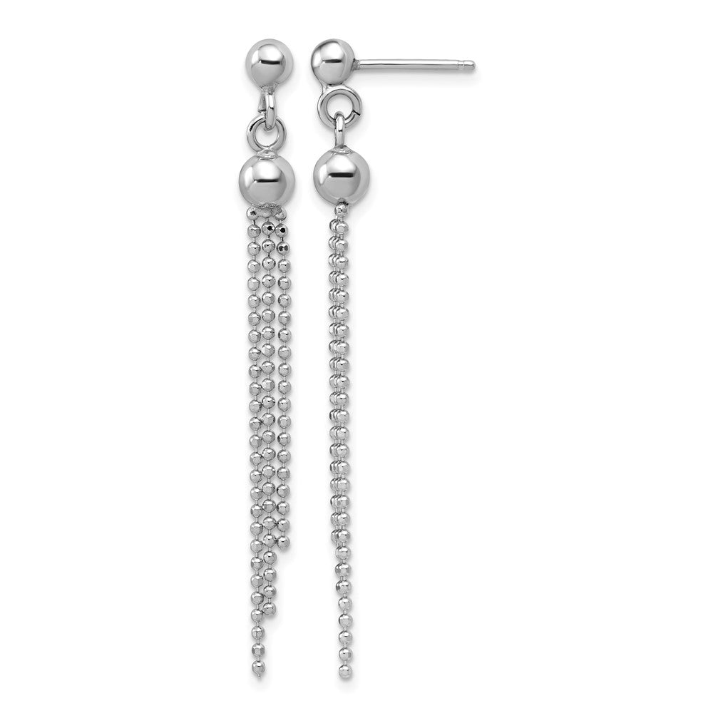 Sterling Silver Rhodium-plated Polished Diamond-cut Fancy Dangle Post Earrings