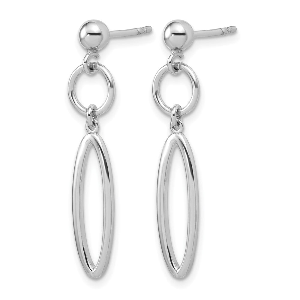 Sterling Silver Rhodium-plated pol. Geometric Dangle Post Earrings