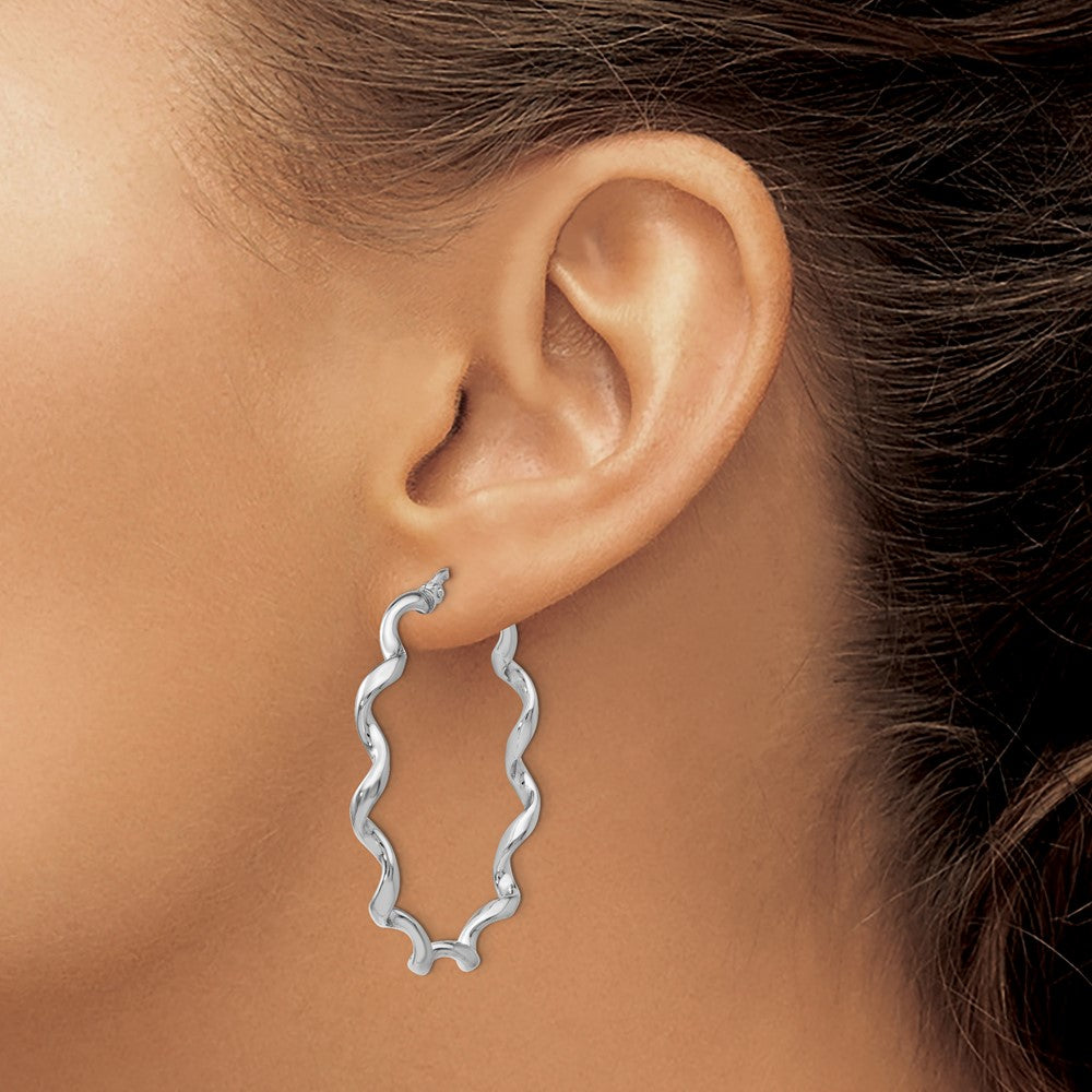 Sterling Silver Rhodium-plated Polished Twisted Hoop Earrings