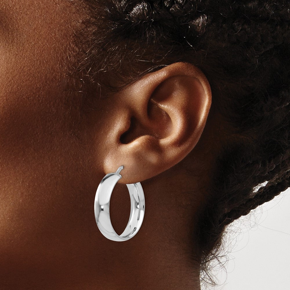 Sterling Silver Rhodium-plated Polished Hinged Hoop Earrings