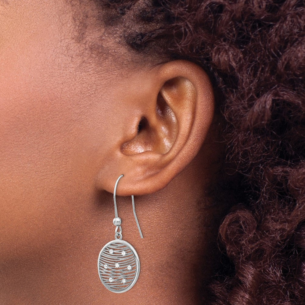 Sterling Silver Rhodium-plated Polished Preciosa Crystal Earrings
