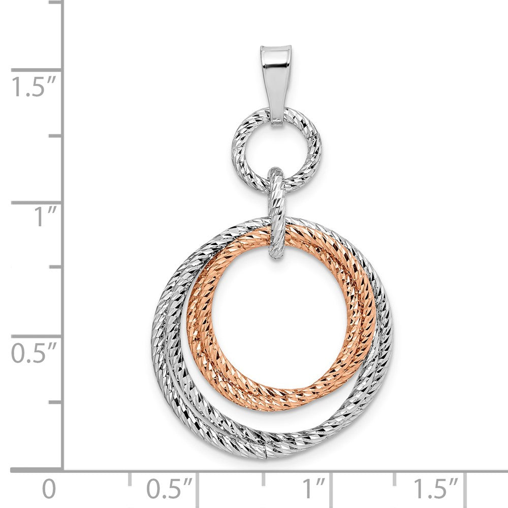 Sterling Silver Rose Gold-plated Rh-plated Diamond-cut Pendant