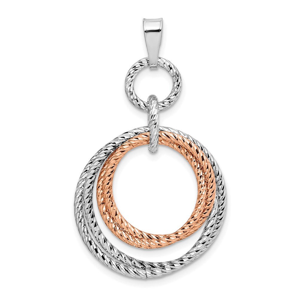 Sterling Silver Rose Gold-plated Rh-plated Diamond-cut Pendant