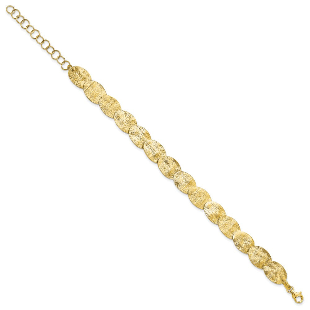 Sterling Silver Gold-tone Textured with 2in ext Bracelet
