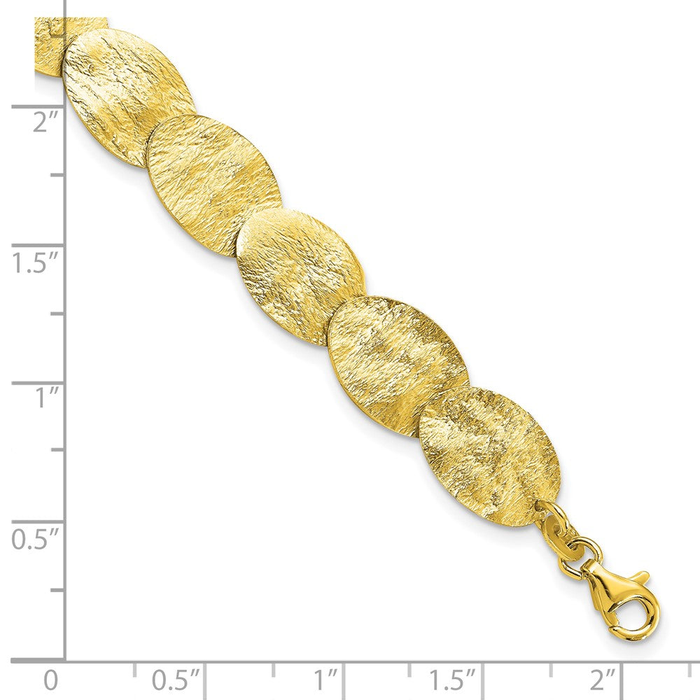 Sterling Silver Gold-tone Textured with 2in ext Bracelet