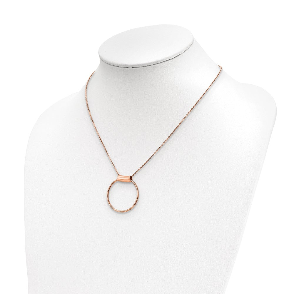 Sterling Silver RH-plat Rose-tone Polish with 1in ext Necklace