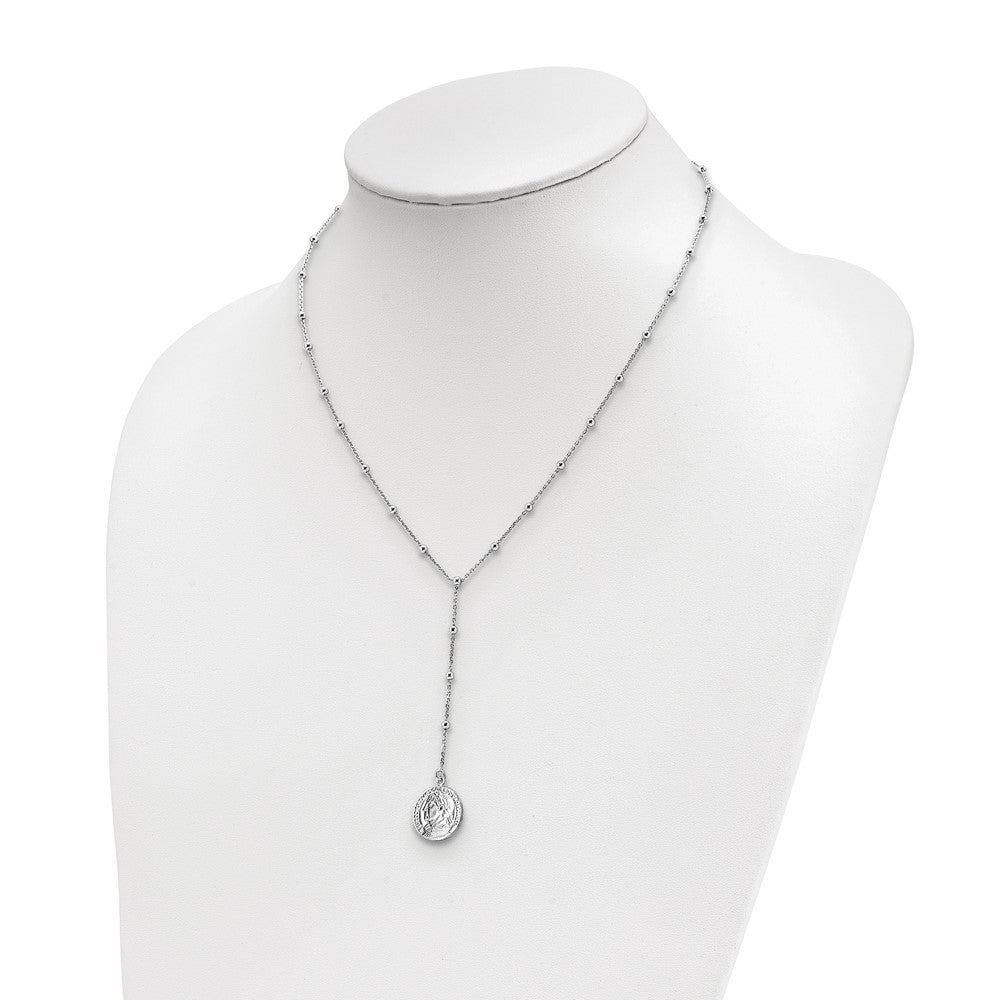 Sterling Silver Rhod-plated Roman Coin Y-drop with in ext. Necklace