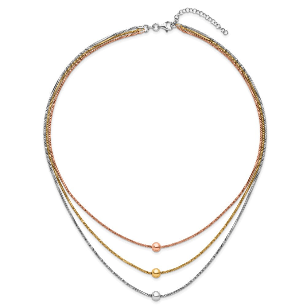 Sterling Silver Rose & Yellow Gold-plated with 2in ext. Necklace