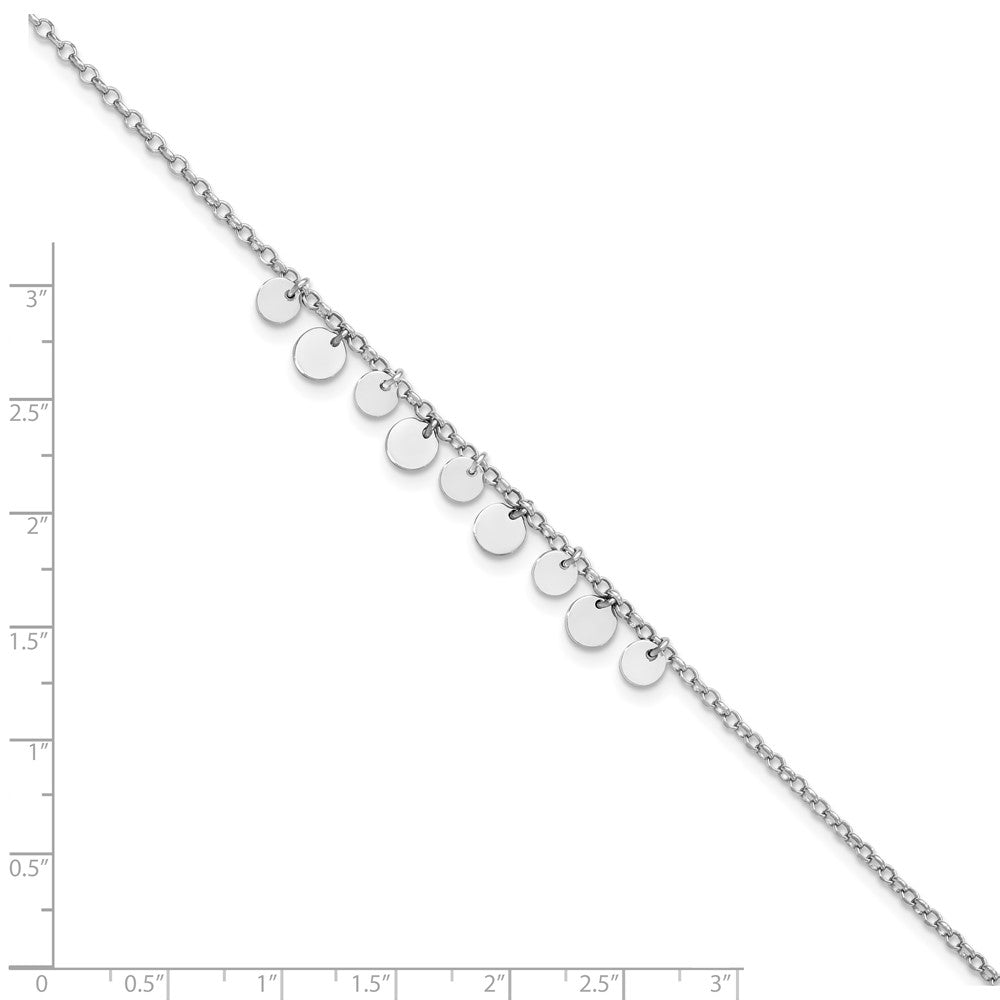 Sterling Silver Rhodium-plated with 1.5in Anklet