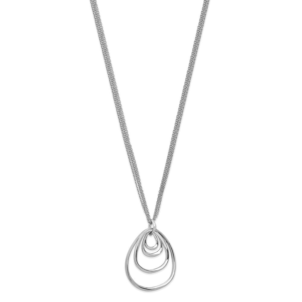 Sterling Silver Rhodium-plated Multi-strand with 2in Necklace