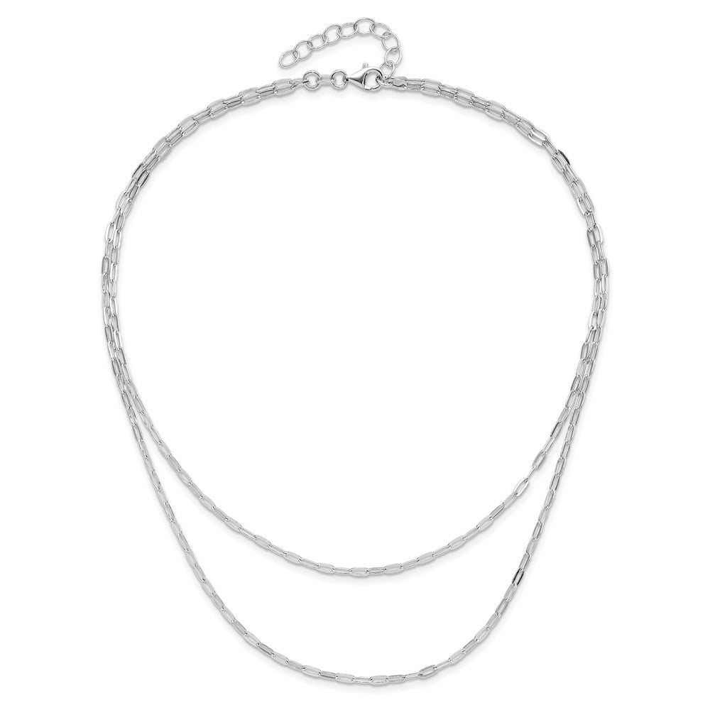 Sterling Silver Rhodium-plated Multi-strand with 2in Ext. Necklace