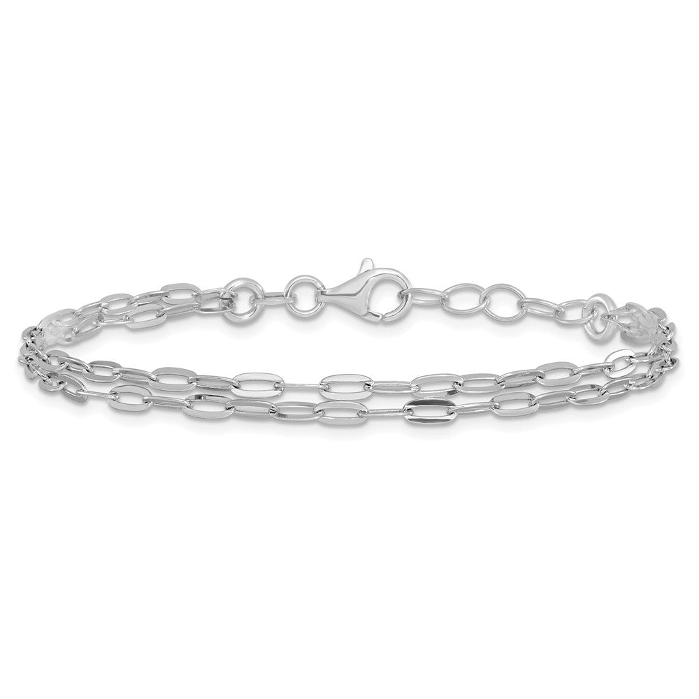 Sterling Silver Rhodium-plated Multi-strand with 1in Bracelet