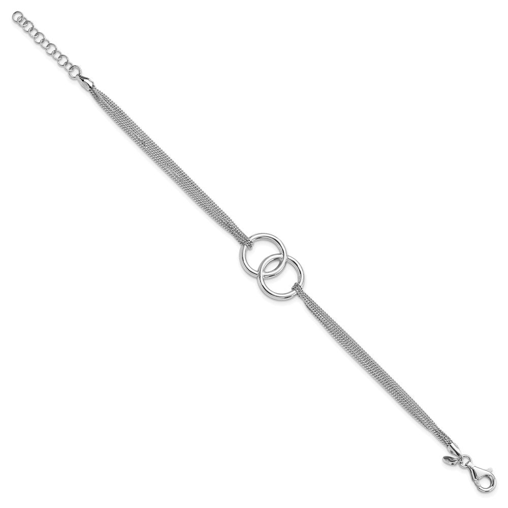 Sterling Silver Rh-plated Polished Multi-strand with 1in ext Bracelet