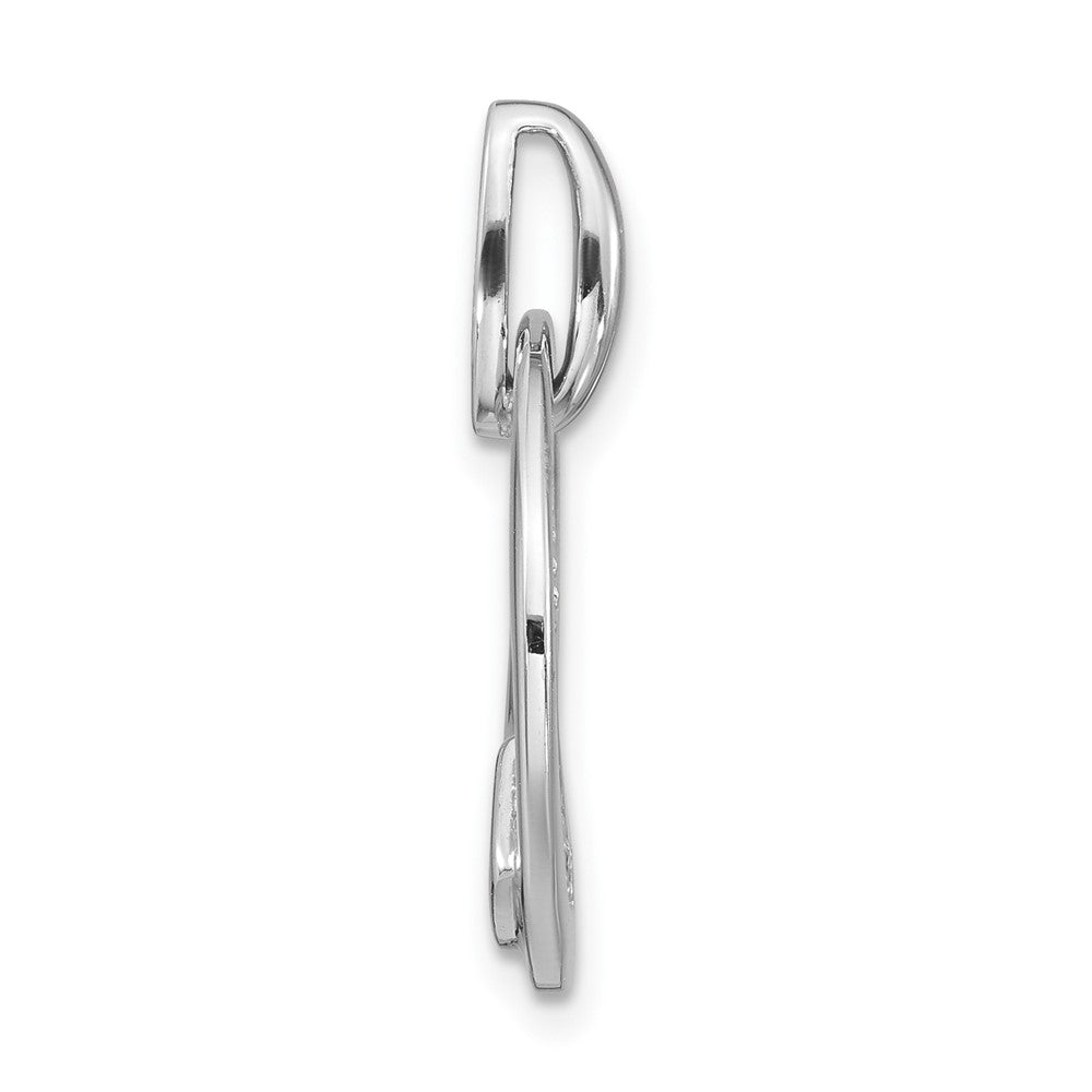 Sterling Silver Rh-p and Gold-plated CZ Brushed Pendant