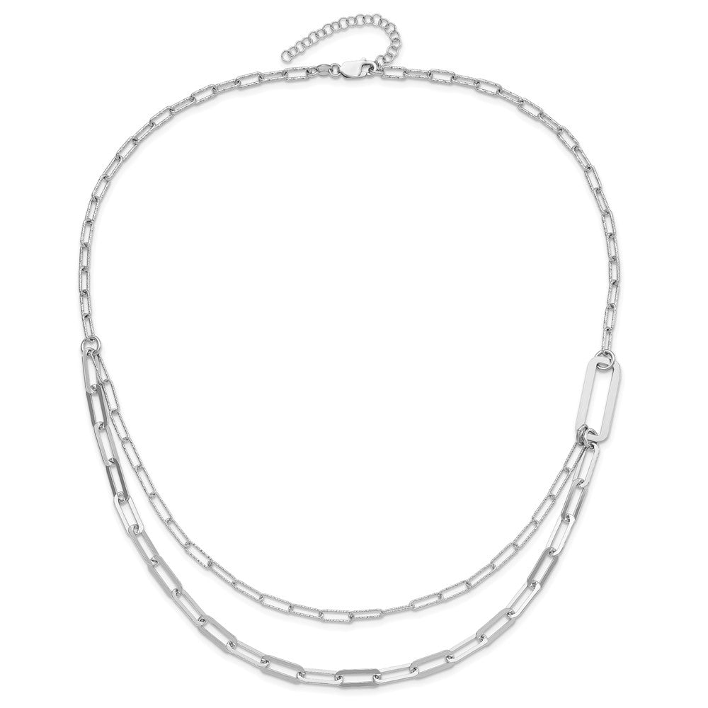 Sterling Silver Rhodium-plated Multi-layer with 2in ext Necklace