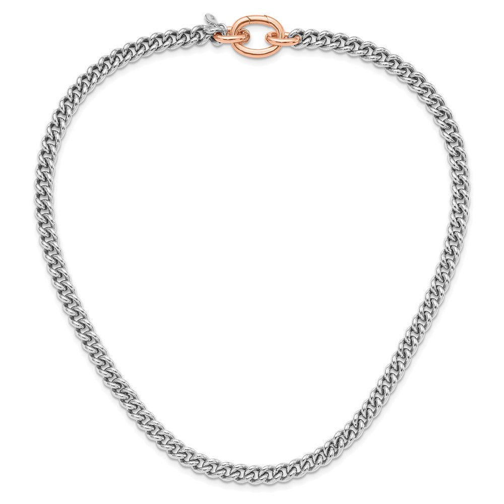 Sterling Silver Rhodium-plated and Rose gold-plated Curb Link Necklace