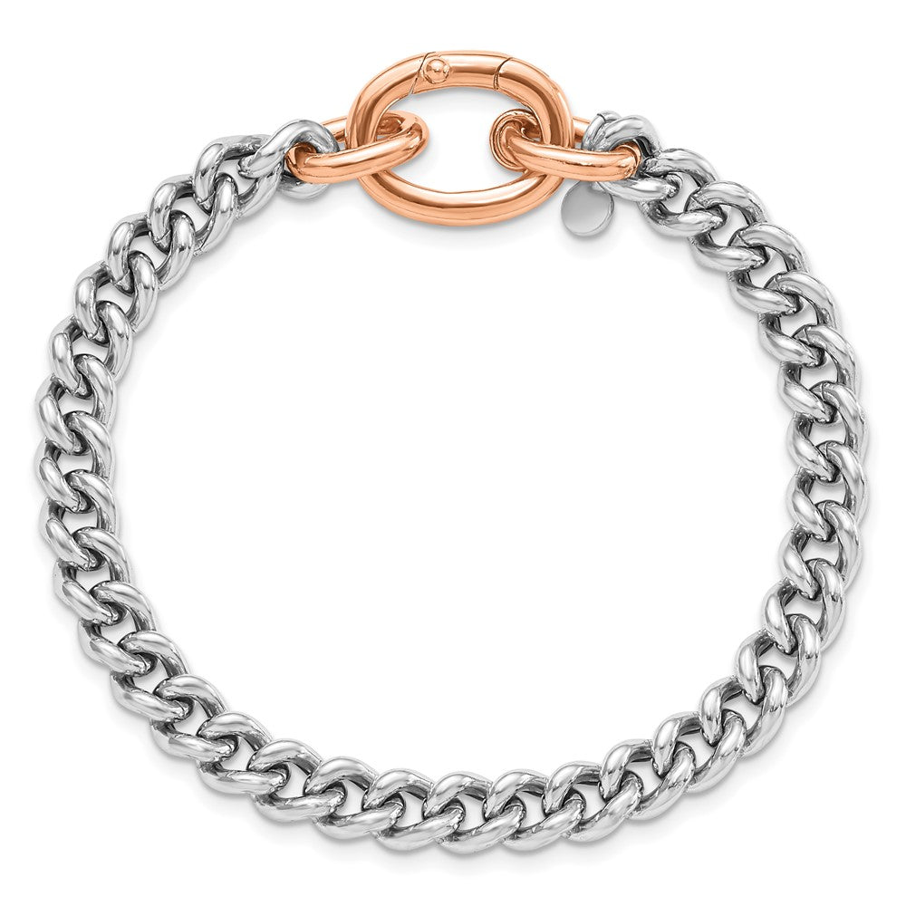 Sterling Silver Rhodium-plated/Rose gold-plate Curb Link Bracelet