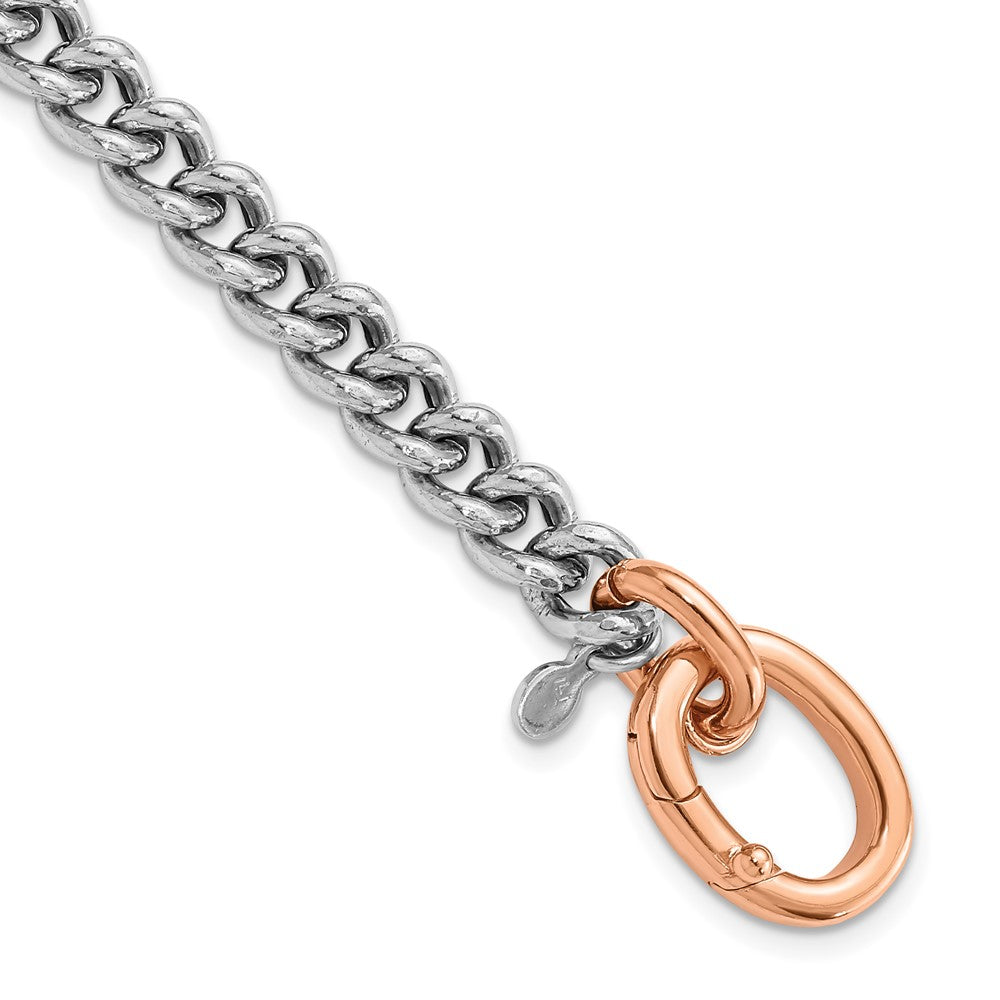 Sterling Silver Rhodium-plated/Rose gold-plate Curb Link Bracelet
