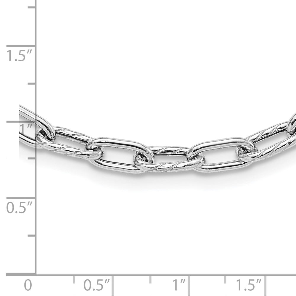 Sterling Silver Rhodium-plated Polished and Textured Link Necklace