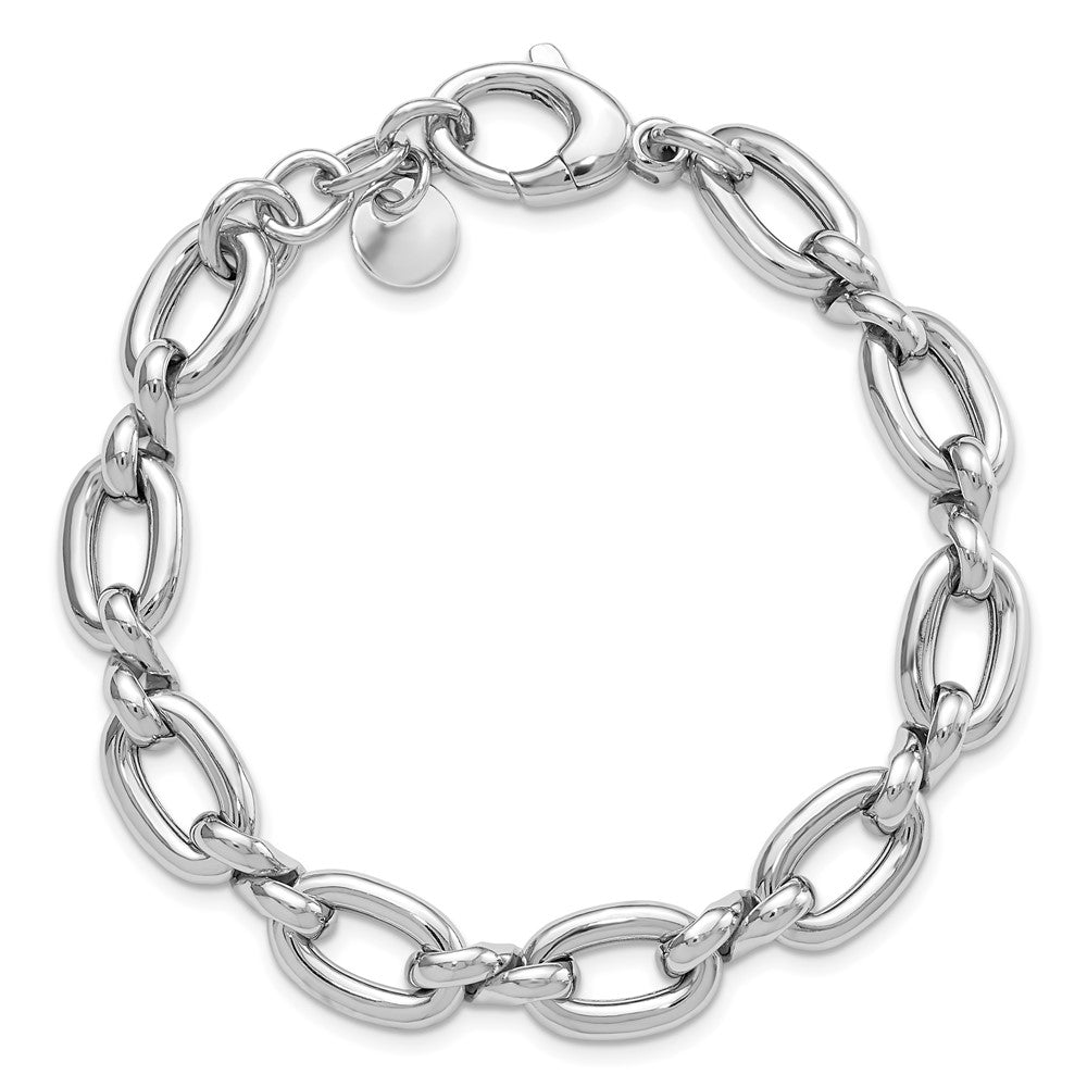 Sterling Silver RH-plate Polished with .75in ext. Link Bracelet