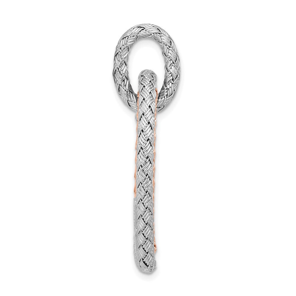Sterling Silver Rh-plat and Rose-plated Woven Hearts Pendant