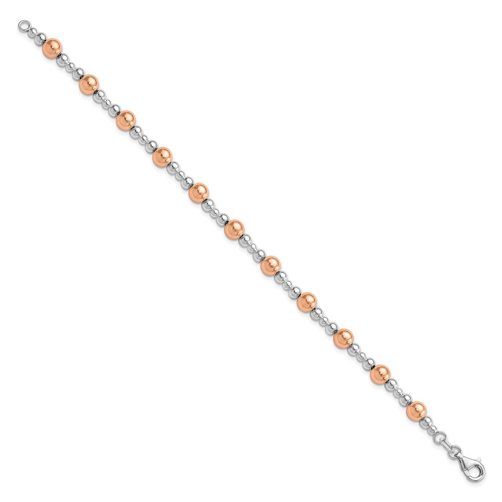 Sterling Silver Rhodium-plated / Rose-tone Beaded Bracelet