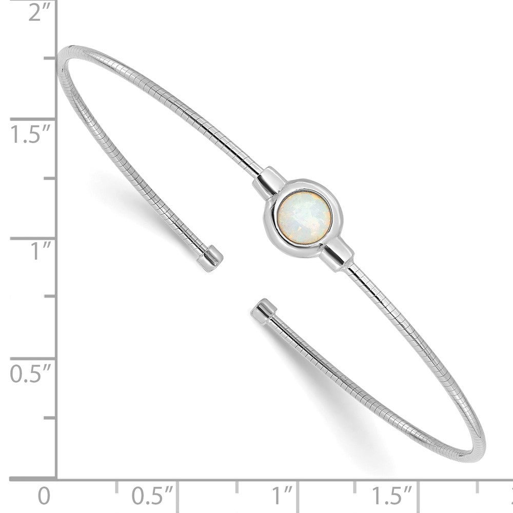 Sterling Silver Rhodium-plated Polished Opal Cuff Bracelet