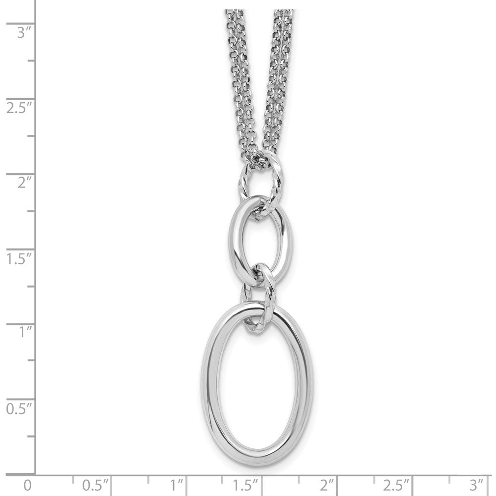 Sterling Silver Rh-plated 2-strand Oval with 1.5in ext. Necklace