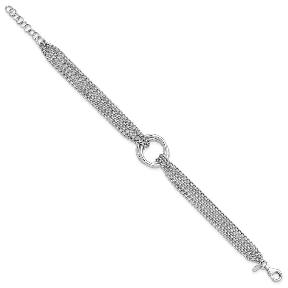 Sterling Silver RH-plt Multi-Strand Circles with 1in ext. Bracelet