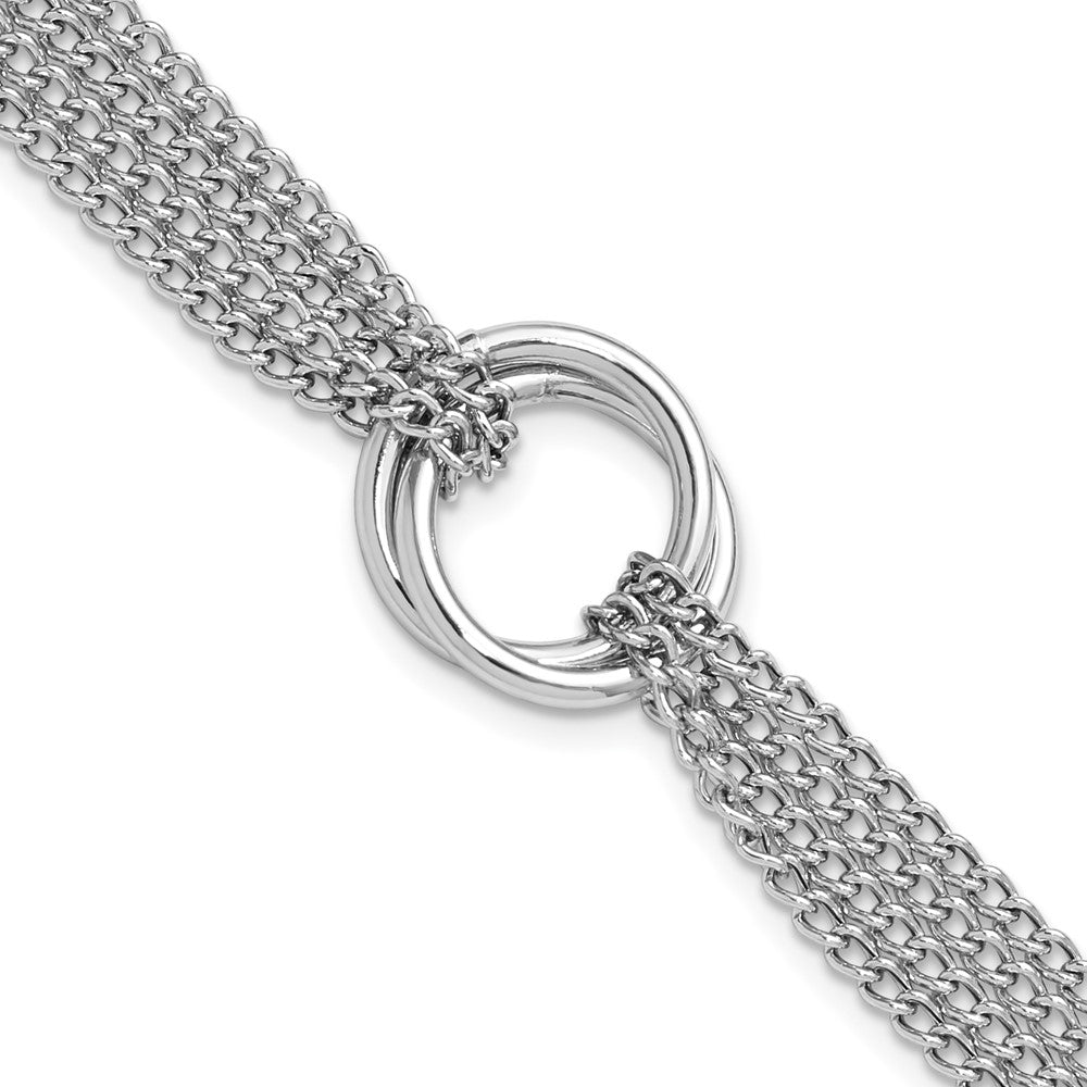 Sterling Silver RH-plt Multi-Strand Circles with 1in ext. Bracelet