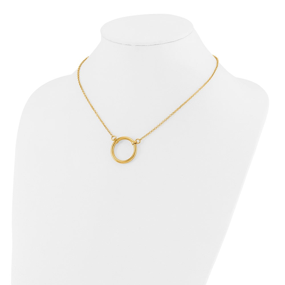 Sterling Silver Gold-tone Polished Circle with 2in ext. Necklace